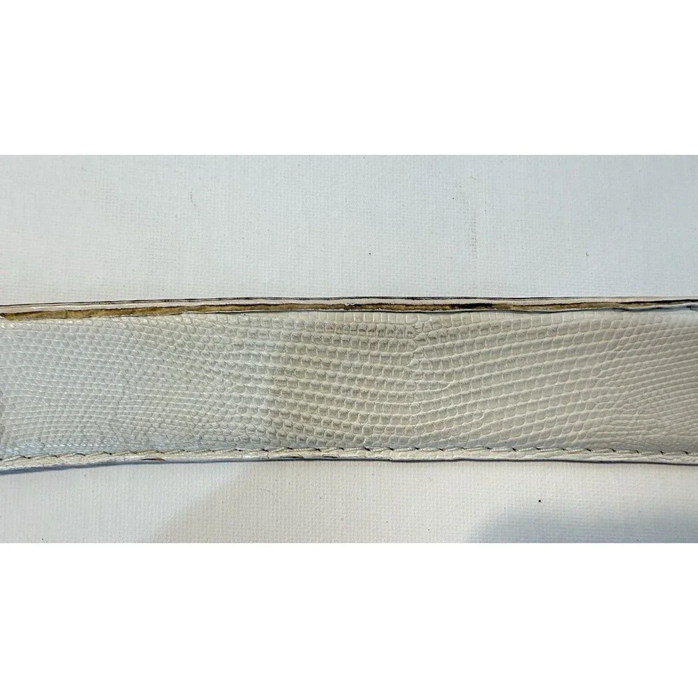L.E.N Lifestyle White Genuine LIZARD Leather Sz 45 BELT Handcrafted USA Italy